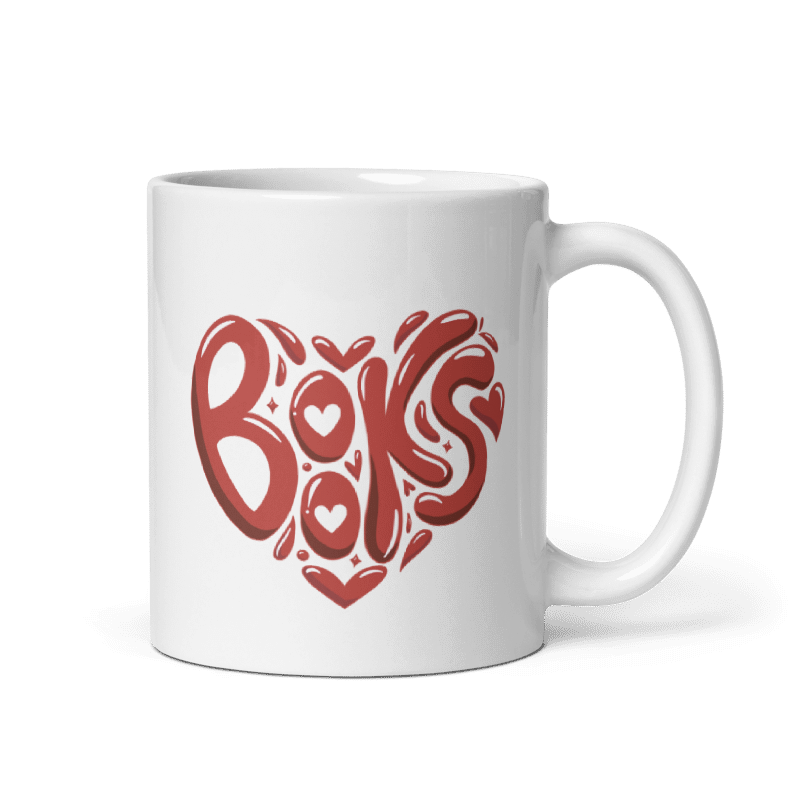 "Books Are Love" Heart Mug - 11 oz