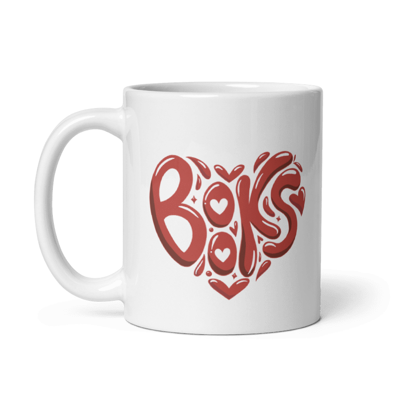 "Books Are Love" Heart Mug - 11 oz