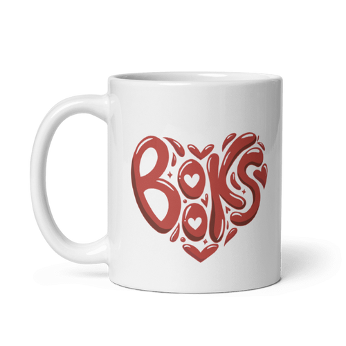 "Books Are Love" Heart Mug - 11 oz