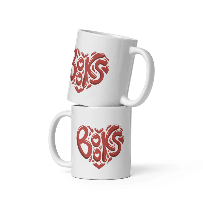"Books Are Love" Heart Mug - 11 oz